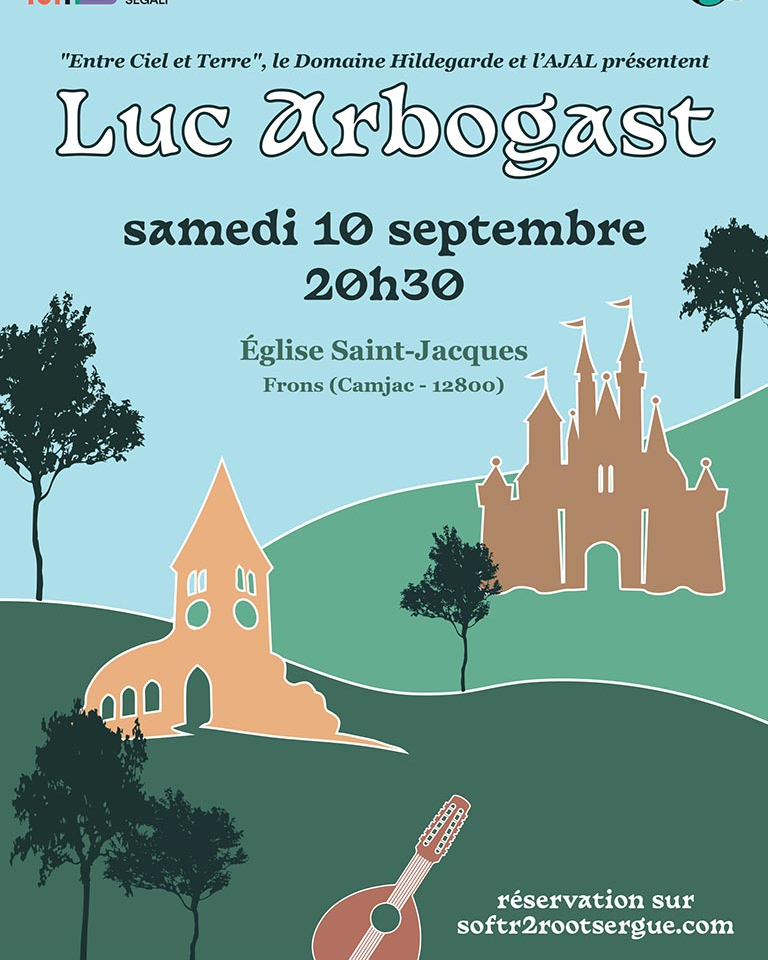 Affiche du concert de Luc Arbogast à Frons dans l'Aveyron en 2022